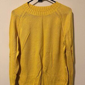 NEW Old Navy Crewneck Sweater Yellow Hi Low Hem Size Womens MED Long Sleeve